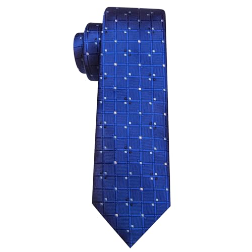 Image of YOHOWA Men Plaid /Striped Ties Set Silk Business Wedding Formal Fashion Necktie and Pocket Square Cufflinks Set
