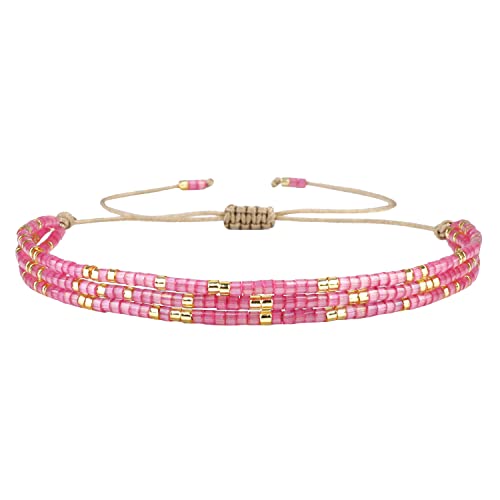 Image of KELITCH Adjustable Multi Strand Bracelets Colorful Miyuki Seed Beads Wrap Bracelets Bangle Women Jewelry