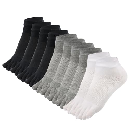 Soleeya 5 Paia Calzini con Dita Separate Donna Corti 35-40, Colori Diversi Calze con Dita Separate Donna Cotone con Maglia (IT, Numero, 35, 40, Regular, Regular, 3 Colori)