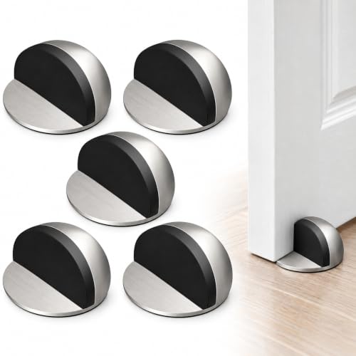 Topes para Puertas Suelo, Cuñas para puertas PVC, 5 Unidades Plateadas