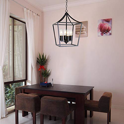 Authentic Crazy Deals ELUZE 4 Light Chandelier Rustic Industrial Lighting Metal Black Farmhouse Vintage Pendant Lighting for Kitchen Entryway Hallwy Dining Roomd and Living Room