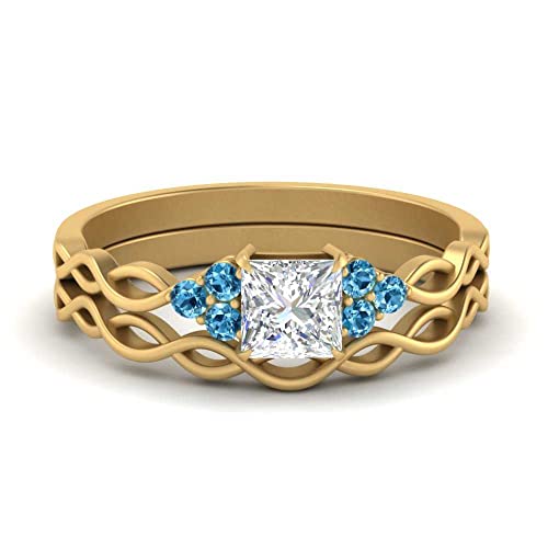 Alliances accentuées Infinity princesse en or jaune - Bague de mariage taille 47 à 70