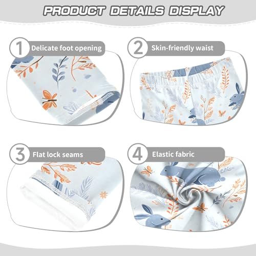 ALAZA Girls' Leggings Children's Yoga Pants Skinny Printed Dance Blue Rabbit Oat Comfortable 4T2
