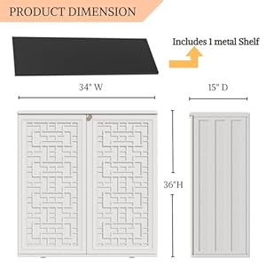 ZZM HDPE Outdoor Storage Shed, Outdoor Plastic Storage Cabinet, Horizontal Resin Tool Shed for Garden, All Weather Outdoor Storage Clearance, DIY Usage,Lockable and with one Shelf (White) ZZM HDPE Outdoor Storage Shed Outdoor Plastic Storage Cabinet Horizontal Resin Tool Shed for Garden All Weather Outdoor Storage Clearance DIY UsageLockable and with one Shelf White