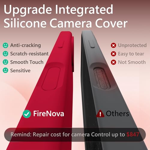 Image of FireNova Magnetic for iPhone 17 Case, Compatible with MagSafe, [Integrated Silicone Camera Control Button] [Camera Protection] Anti-Scratch Microfiber Lining Phone Case, 6.3 inch, Deep Red
