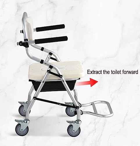 Chaise de douche pour handicapés à roulettes et repose-pieds