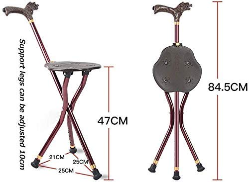 Canne trépied pliable pour aînés : marchez en forêt et reposez-vous sur un siège confortable