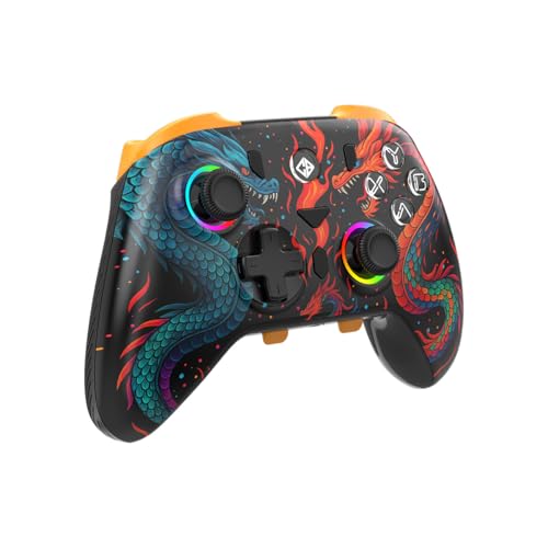 Image of Cosmic Byte Drakon Tri-Mode Controller with Charging Dock, TMR Joysticks, Mechanical Buttons, RGB Lighting, Macro Keys, Trigger Locks, Carrying Case, Interghangeable Top, Gyro, Dual Vibration, PC Software Support (Black)