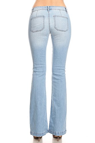 Jack David Jeans Womens 70s Trendy Slim Fit Flared Bell Bottom Denim Jean Pants2