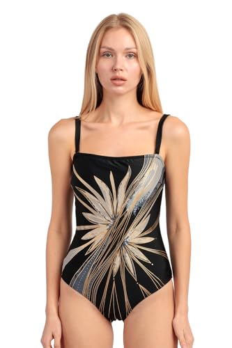 Maillot de bain bandeau ADMAS avec imprimés floraux dorés premium