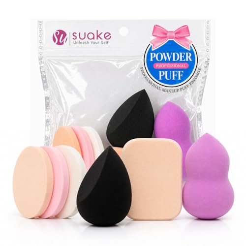 Image of SUAKE Reusable Soft Compact Puff & Sponge Blender for Flawless Foundation, BB Cream and Face Powder Application (Multi-Color- Pack of 6)