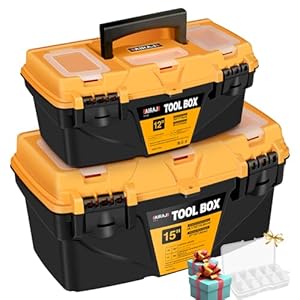 Portable Plastic Tool Boxes Set,12-inch Small Tool Box with Removable Tray & 15-inch ToolBox with MINI Storage Box,Portable Plastic Storage Boxes with Dual Lock Secured,Toolboxes for Home