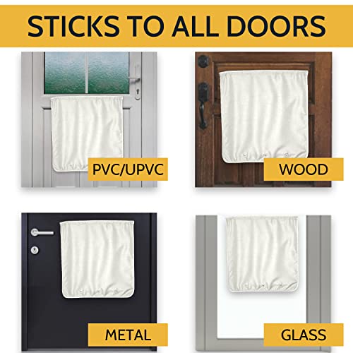 Image of Slimline Mail Slot Catcher for Door (20.4 inch W x 20 inch D), Letterbox Catcher for Glass, Wood & Metal Doors - Strong Adhesive, Indoor Post Catcher for Small Packages & Magazines (Warm White)