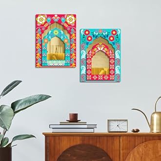 Sehaz Artworks Home Decoration Items for Living Room | Jharokha wall hangings for living room | Wall Decoration Items for Bedroom | Decorative Items for Home wall | Mirror Jharokha Wall Décor