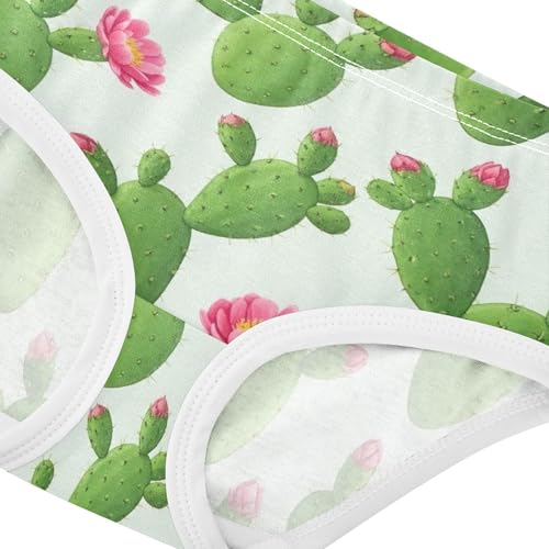 Toddler Girls Underwear 2t Cotton Panties for Girl Durable Kids Briefs Undies Green Cactus Flowers White4
