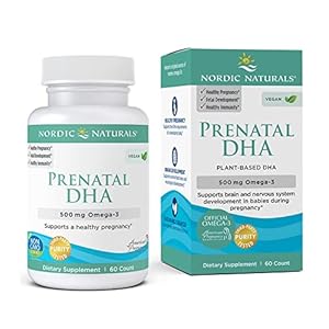 Nordic Naturals Vegan Prenatal DHA, Unflavored – 60 Soft Gels – 500 mg Plant-Based DHA – Supports Brain Development in…
