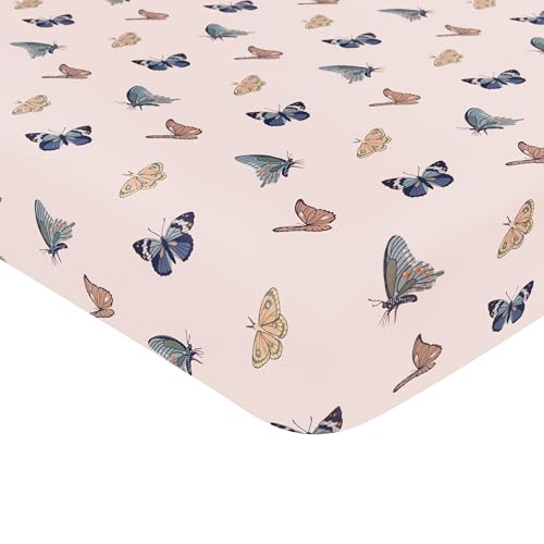 Image of Kyte Baby Soft Crib Sheet - Standard Fitted Crib Sheet Made with Rayon from Bamboo, Ultra-Gentle and Breathable (Blush Butterfly)
