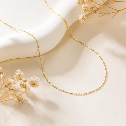 14K Gold Necklaces for Women & Mens Necklace Gold Chain for Women Mens Chains Elegant Dainty 14k Necklaces thin Cable Chain Necklace Chains 1mm 16-262