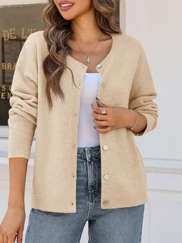 Image of Saodimallsu Womens Cardigan Sweaters Button Down Long Sleeve Knit Outerwear 2025 Trendy Fashion Open Front Outfits