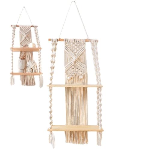 Étagère murale suspendue en macramé pour décorer une chambre d'enfant avec douceur