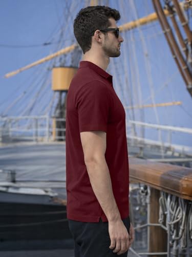 Image of Veirdo Men's Regular Fit Interlock Polo T-Shirt, Cotton Fabric, Half Sleeves,Stylish Collared Neck, Perfect for Casual and Office Wear, Soft, Comfortable (S-2XL)
