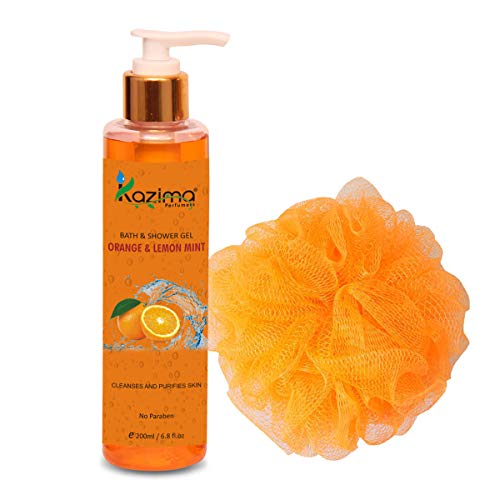 Image of KAZIMA Orange & Lemon Mint Bath Shower Gel & Luxury Body Wash with Vitamins C (200ML) (Free From Parabens)