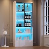 Yrxin Vitrina, armario alto con 1 cajones y puertas de cristal, armario alto de...