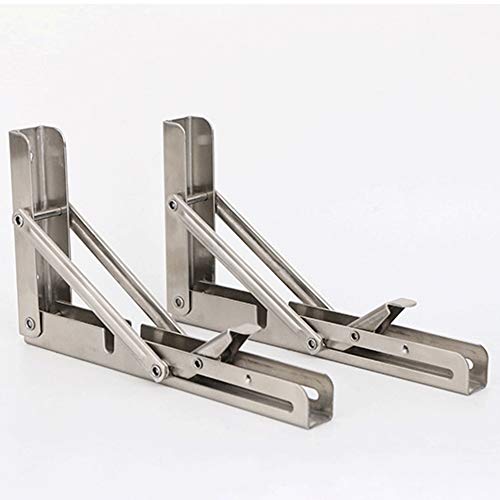 Preisvergleich Produktbild Faltbare Regalhalterung aus Edelstahl, für platzsparende DIY-Werkbank, wandmontiertes Tischregal (2er-Pack)