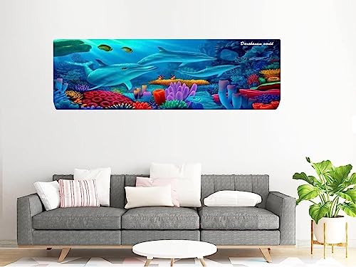 Image of DARSHANAM WORLD Beatiful Designer Ac Cover |Cutest Printed Air Conditioning Dust Cover For Indoor & All Type AC Split Covers |Colorfull Folding Designer Ac Cover (Blue Sea Fish 1.5 Ton)