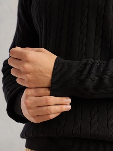 Image of Thomas Scott Men's | Regular Fit | Long Sleeves | Round Neck | Self Design | 100% Cotton | Knitted | Pullover | Sweater