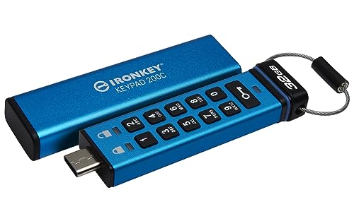 Kingston Ironkey Keypad 200 USB-C 32GB Encrypted Flash Drive | OS Independent | FIPS 140-3 Level 3 |...