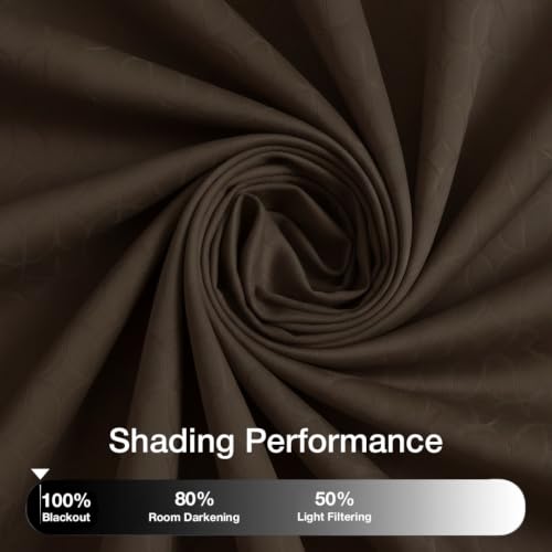 Image of HOMEMONDE 100% True Blackout Curtains 10 Feet Long Door - 1 Piece Curtain| Embossed Design | Light Block Thermal Insulated & Noise Reducing Room Darkening Curtains (Brown, 120Inch)