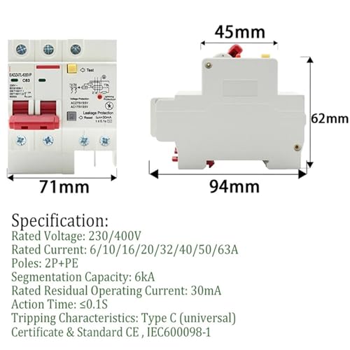 Disjoncteur différentiel 2P 40A 230V pour rénovation électrique - 5