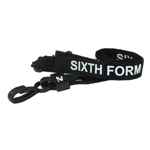Identity-Plus: Black Sixth Form Lanyard with Plastic Clip and Safety Breakaway Point (75)