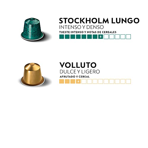 Nespresso Original Cápsulas de Café 50 Cápsulas (10 Roma, 10 Ristretto, 10 Arpeggio, 10 Volutto & 10 Stockholm) para Máquina de Café, Cafetera, Tuestes Variados