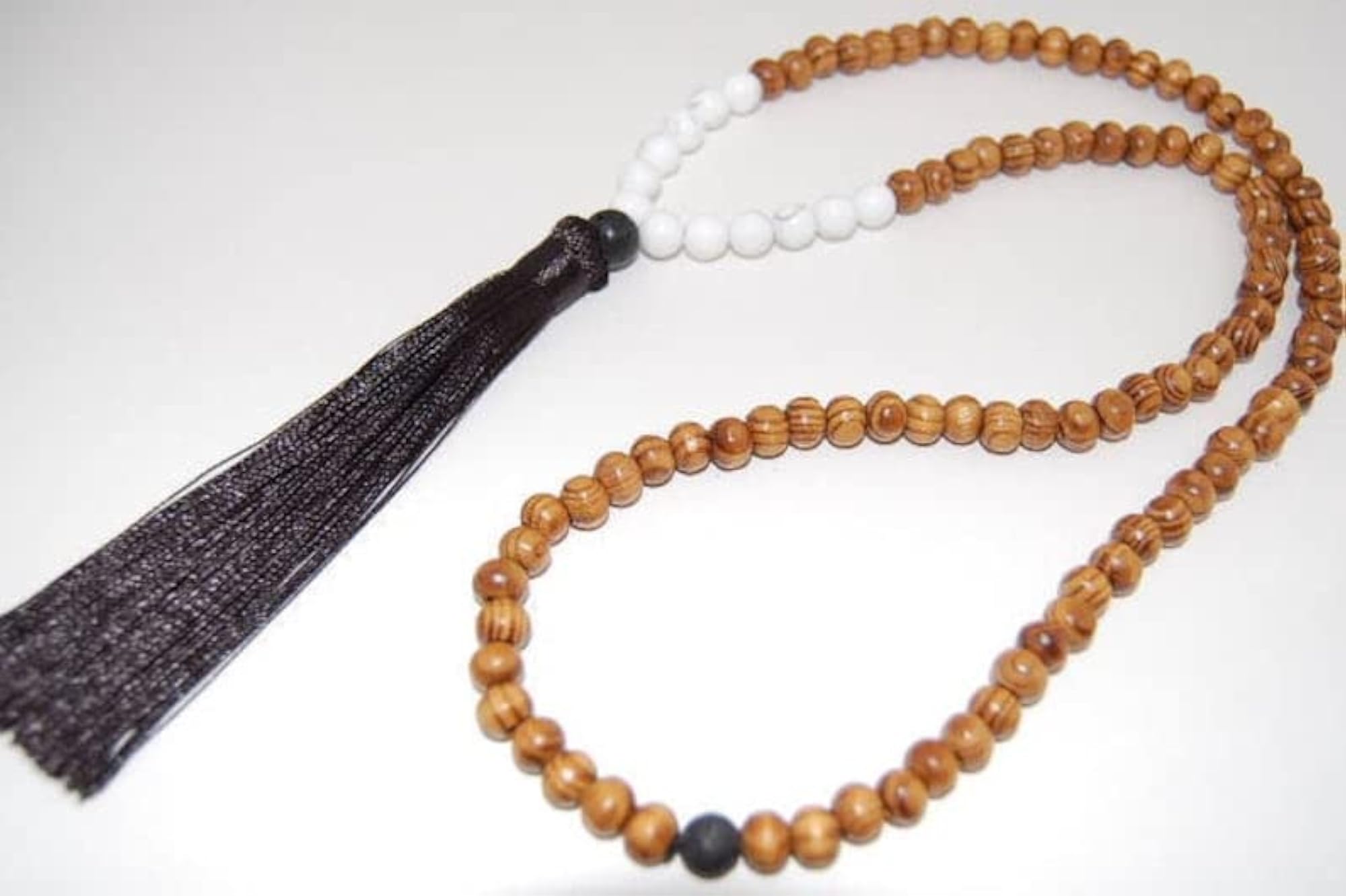 Natural Tasselwood & Howlite 6MM Beaded Handmade Prayer Mala