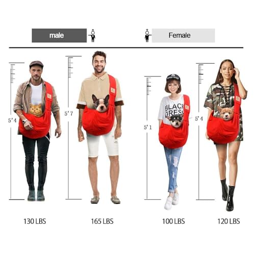 Image of Tomkas Small Dog Cat Sling Carrier Puppy Purse Travel Wrap Soft Crossbody Pet Bag (Red, M - Zip Pocket & Classic Strap)