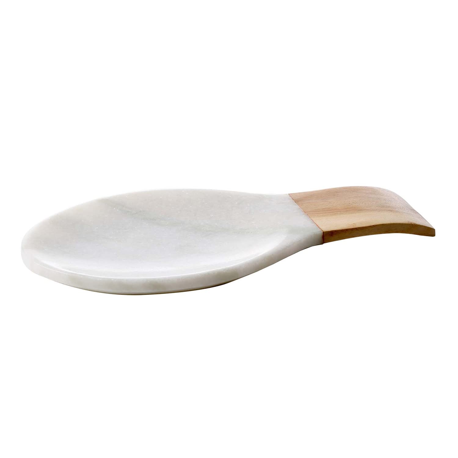 Thirstystone White Marble and Acacia Wood Large Spoon Rest 10.75" x 5.75"