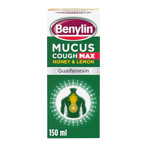 Benylin Mucus Cough Max Honey and Lemon Flavour (1x 150ml) 100 mg/5 ml Cough Syrup Reduces Cough Intensity For Deep Penetrating Relief Cough Medicine for Adults