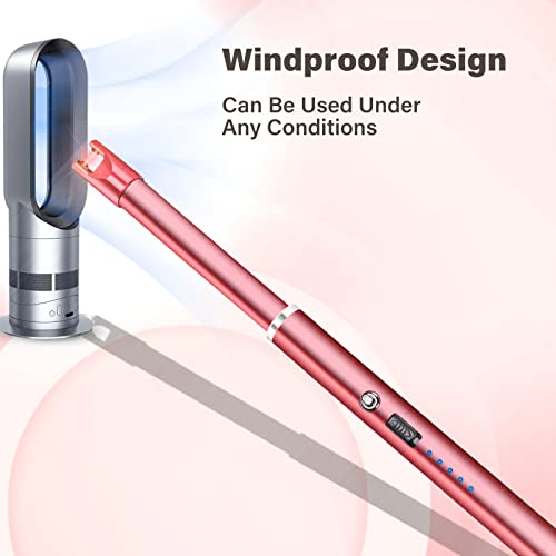 Image of Electric Candle Lighter Windproof USB Rechargeable Flameless Long Neck Lighter for Candles Gas Stove Fireplace BBQ Kitchen Grills (Gold) (Rose Pink)