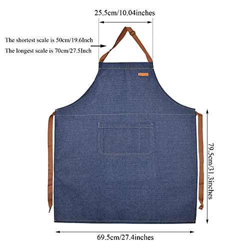 Eywlwaar Denim Apron For Women With 2 Pockets Unisex Jean Apron Adjustable Bib Apron For Work Kitchen Cooking Large Pocket 31.3 "X 27.4" Blue #TOP1