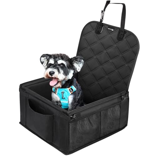 KYG Hundeautositz - Besonders Stabil, Wasserdicht, Rutschfest & Kratzfest für Kleine bis Mittelgroße Hunde - Für Beifahrer- und Rücksitz (Schwarz)