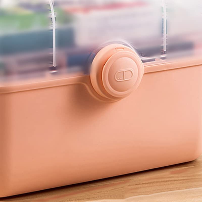 Wakects Pudełko do Przechowywania w Gospodarstwie Domowym, Plastikowy Pojemnik z przezroczystą pokrywą, Wielowarstwowy Organizer do Domu, Biura i Podróży (Różowy (duży))