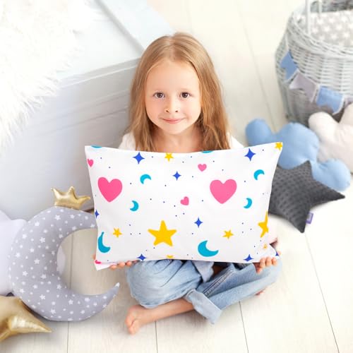 Image of UOMNY Toddler Pillowcases for Girls 13X18 12x16 14x19 Star Baby Pillow Case 2 Pack Small Pillow Covers for Travel Pillow Blue White