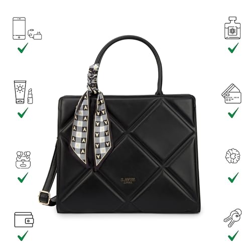 Image of Lavie Luxe Women's Quare25 Medium Debossed Satchel Handbag for Women | Satchel Bag for Work | Ladies purse | Stylish Shoulder Bag | Gift for Women