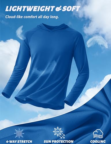 Image of KEFITEVD Men's Sun Hoodie Long Sleeve Fishing UPF 50+ SPF Quick Dry Shirts