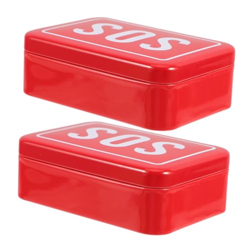 BESPORTBLE Caja De 2 Piezas mini botiquín pequeña bolsa médica pequeño contenedor impermeable proveedores medicos bote de medicinas esenciales para cruceros hojalata rojo