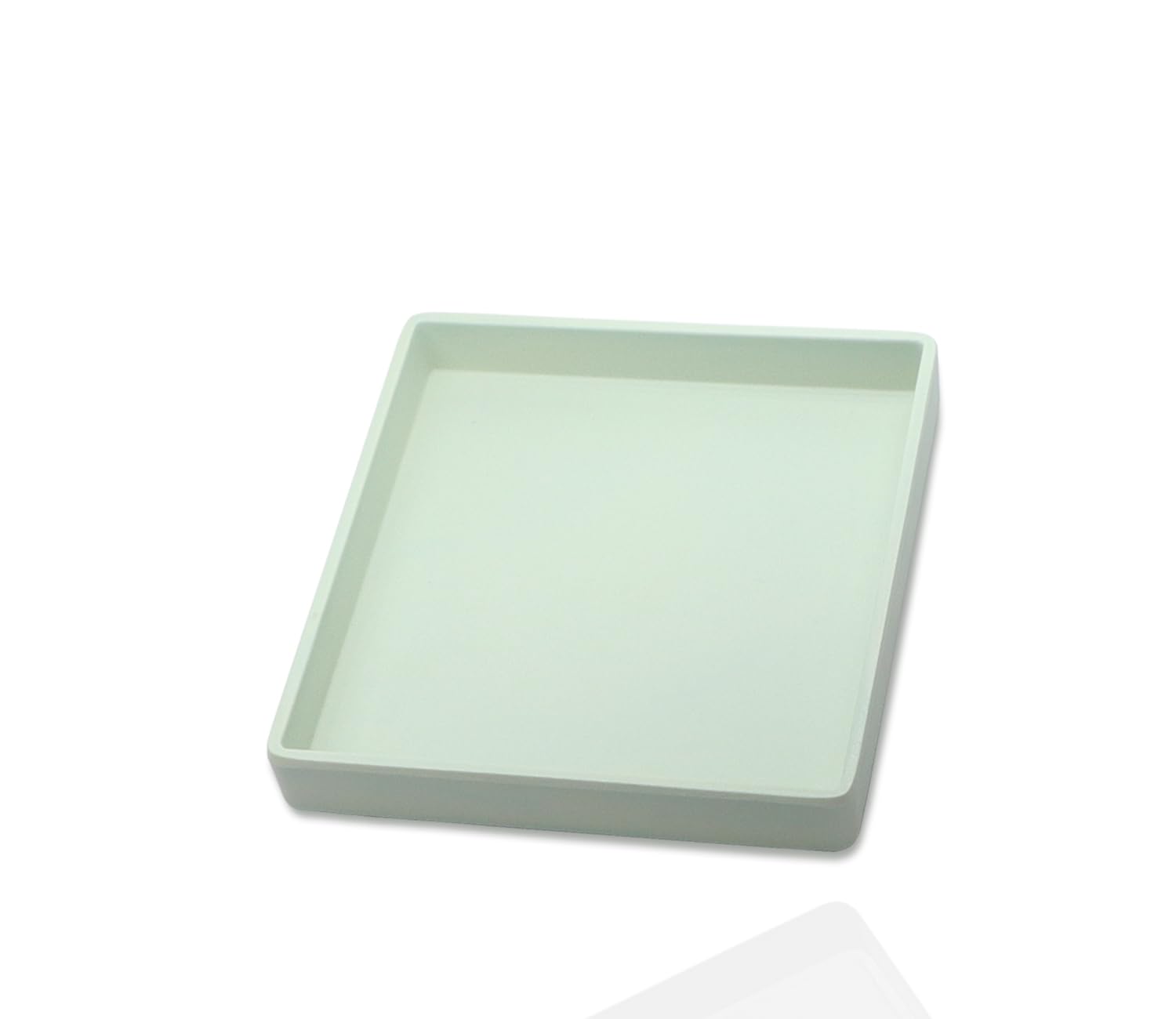 VCREATC Small Square Serving Tray (5.9 inch), Durable Green Tray for Desserts & Organization, Lightweight for Coffee, Drinks, Party, Seasoning,