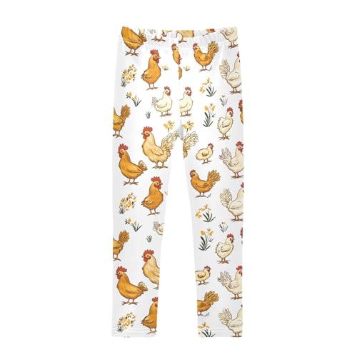 Rooster Hen Chicken P Girls Leggings Athletic Pants Tights Stretch Bottom