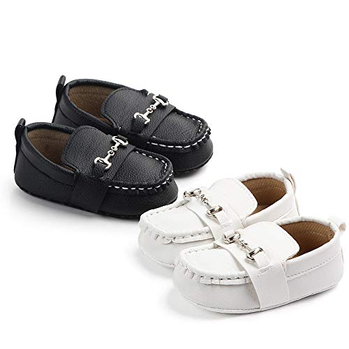 Infant Baby Girls Boys Pu Leather Sneakers Soft Sole Toddler Newborn Loafers First Walkers Skate Shoe (115 We12) A/White #TOP6